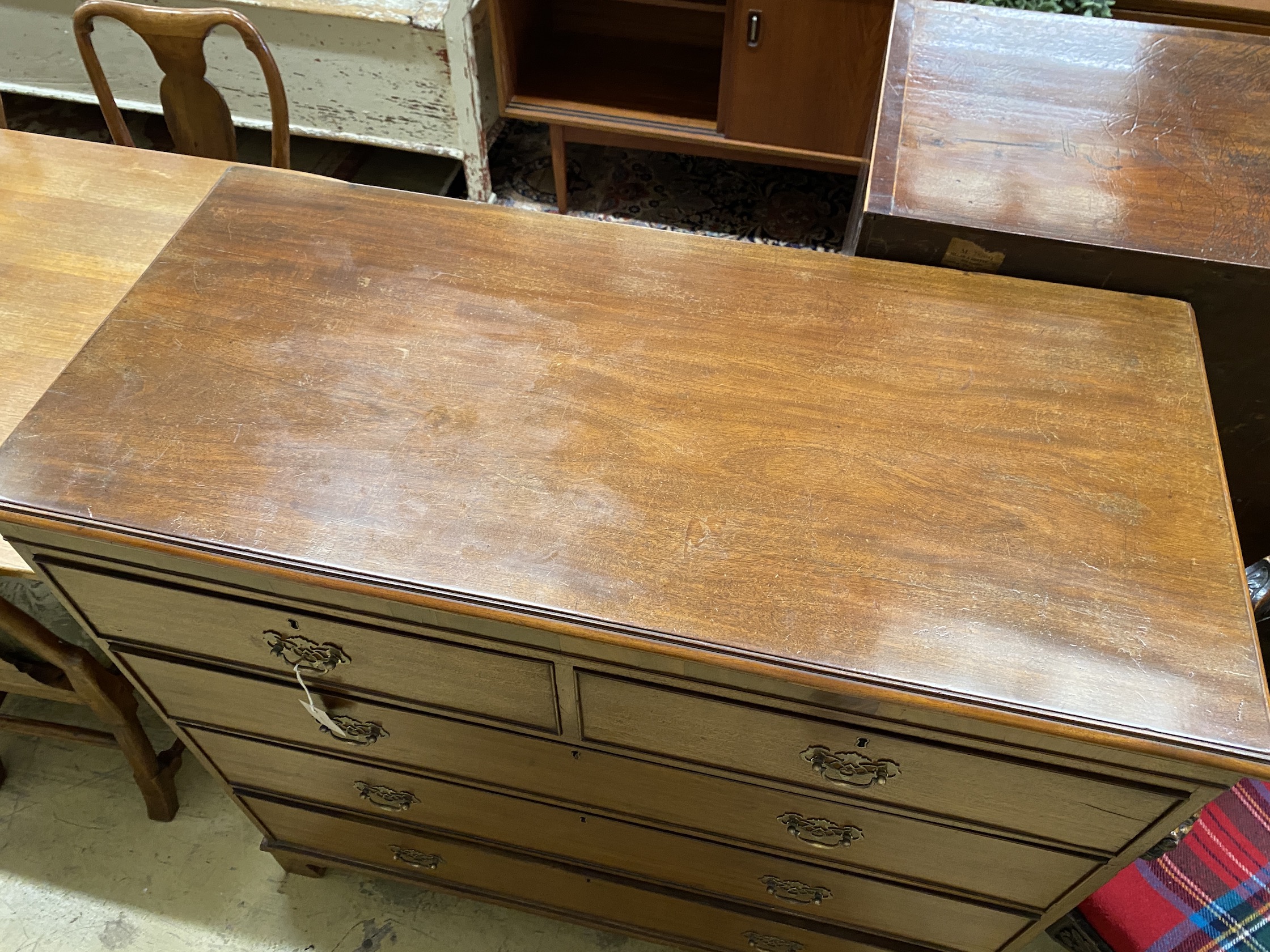 A George III mahogany five drawer chest, width 110cm, depth 51cm, height 105cm